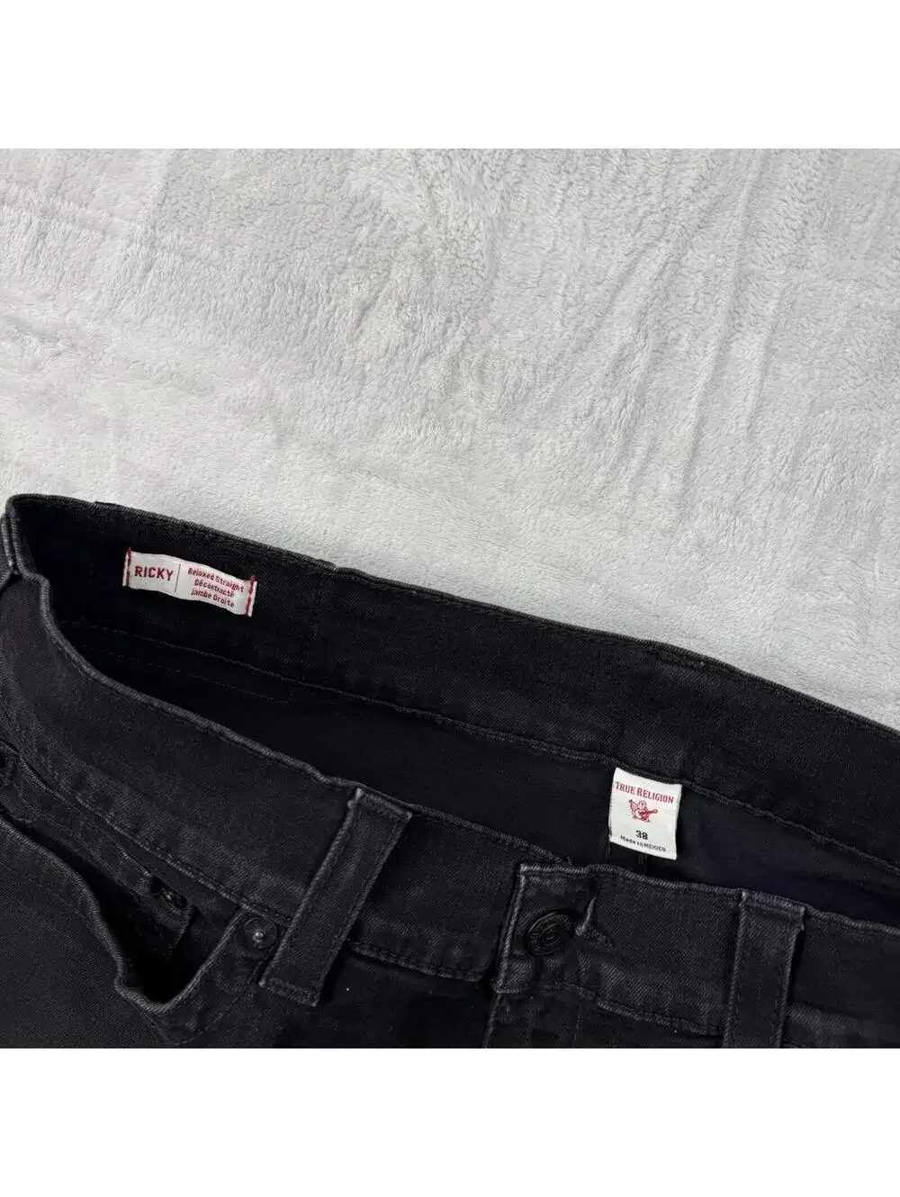 True Religion Ricky Shorts Black Cut Off Denim No Flap Size 38 Jorts Streetwear